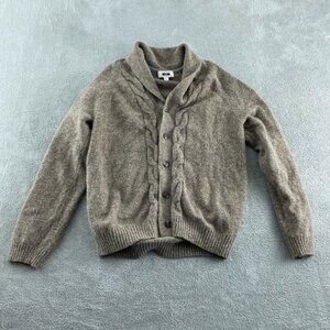 Joseph Abboud XL Wool/Nylon Shawl Collar Buttoned Cardigan Sweater Beige 4262